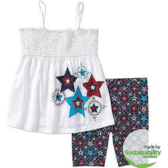 Healthtex Other - New Healthtex Patriotic Girls Outfit set 2 pc stars top shorts cotton 12m 18m 3T